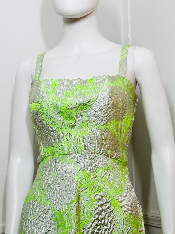 Small to Medium 1960s Vintage Neon Green and Silv… - image 3
