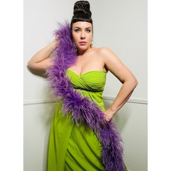 Large Size 10- NWT Lime Green Silk Strapless Evening Gown by Tadashi - Etsy