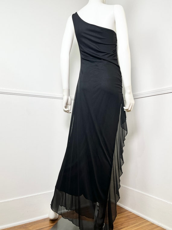 Large Y2K Vintage Black Beaded One Shoulder Gown … - image 5