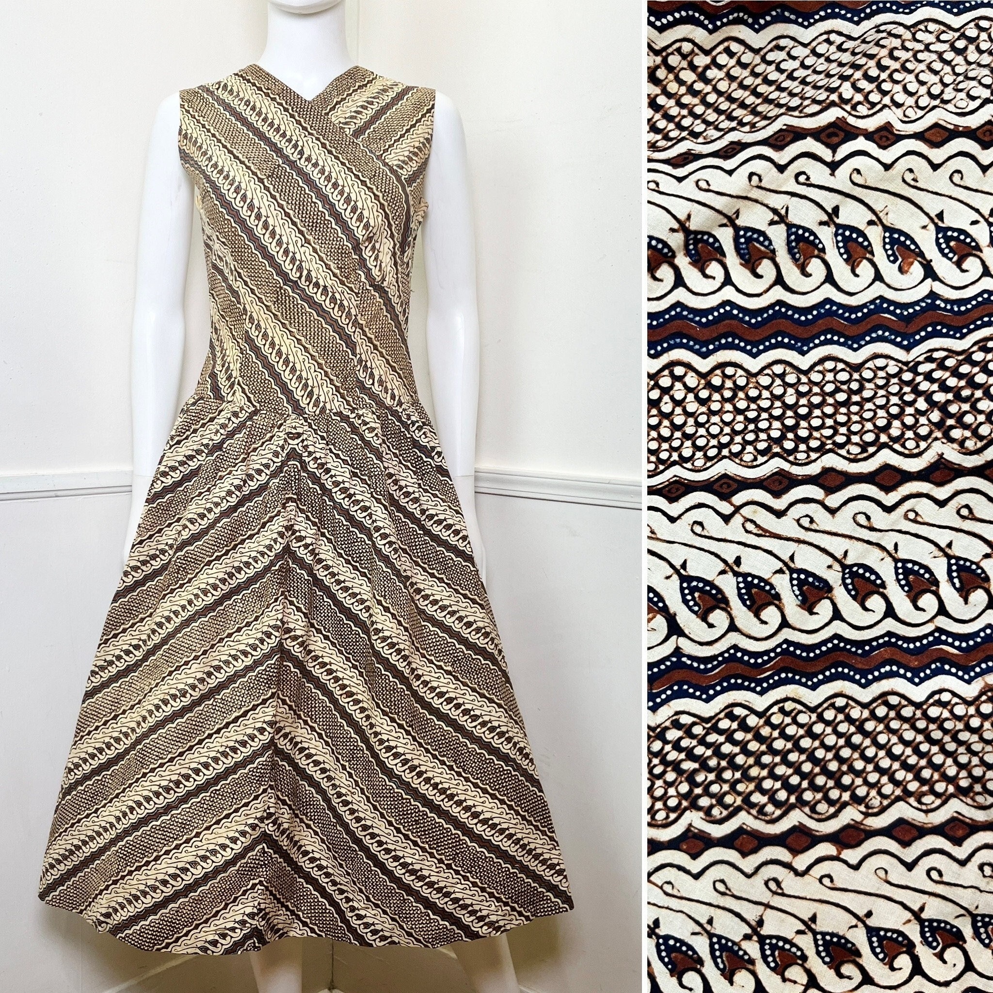 Small 1950's Vintage Cotton Batik Summer Dress - Etsy