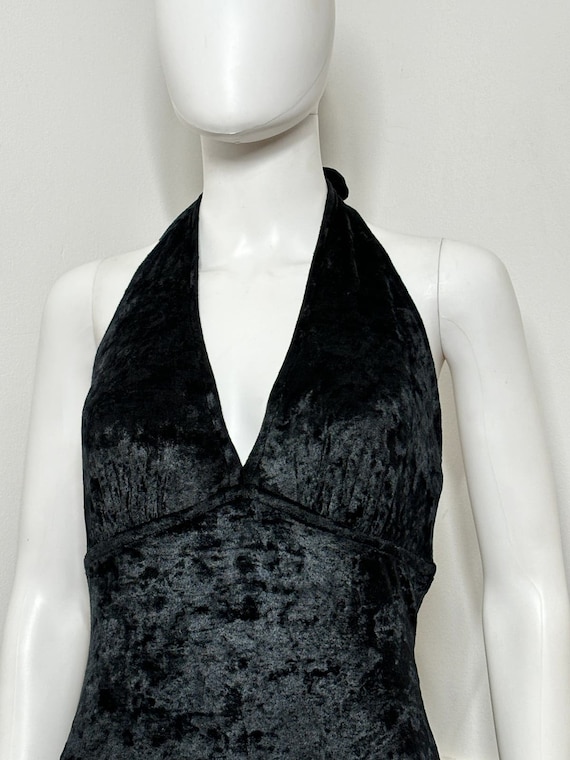 Large Size 12 1990s Vintage Black Stretch Velvet … - image 2