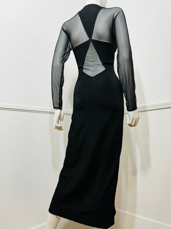 Small to Medium 1990s Vintage Black Mesh Cut Out … - image 9