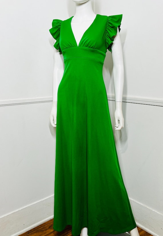 apple green dresses for sale Green Metallic Pleated Gown With 3D Flower