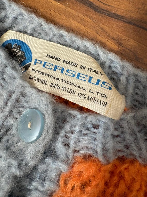 Medium 1960s Vintage Striped Mohair Cardigan by Perseus- Made in