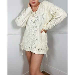 Large to XL 1990s Vintage Cotton Hand Knit Sweater by Yarnworks