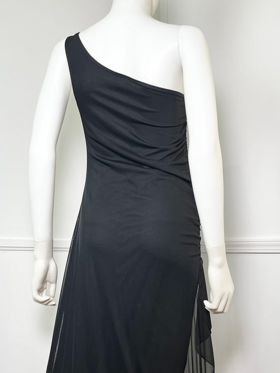 Large Y2K Vintage Black Beaded One Shoulder Gown … - image 6