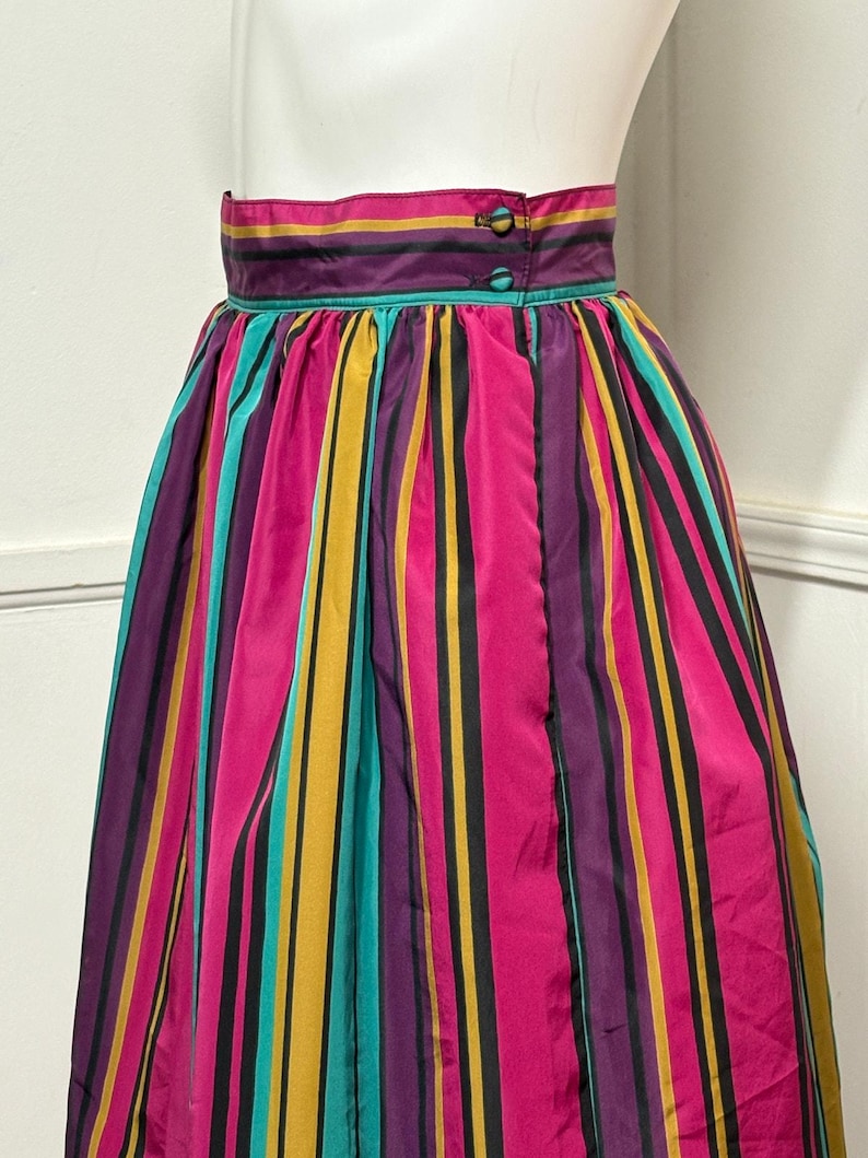 1980s Vintage Striped Peplum Top and Skirt Set image 8