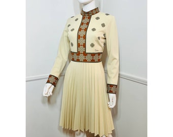 Medium 1970s Vintage Pleated Party Dress by Miss Shaheen