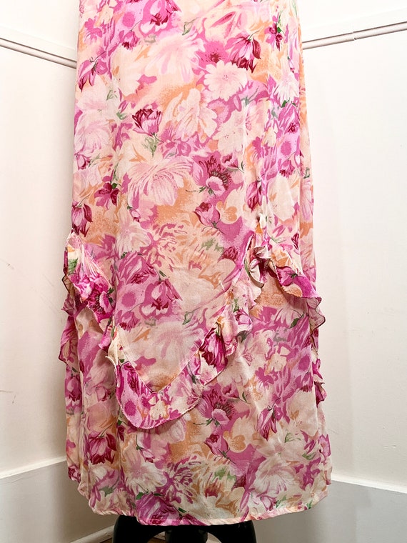 Large 1990's Vintage Pink Rayon Floral Slip Dress… - image 5