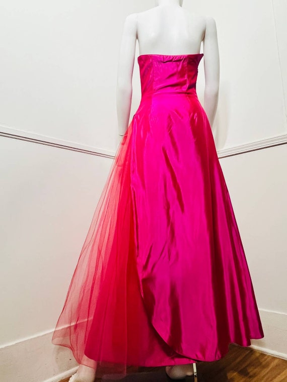 Extra Small Y2K Vintage Fuchsia Strapless Tulle P… - image 8