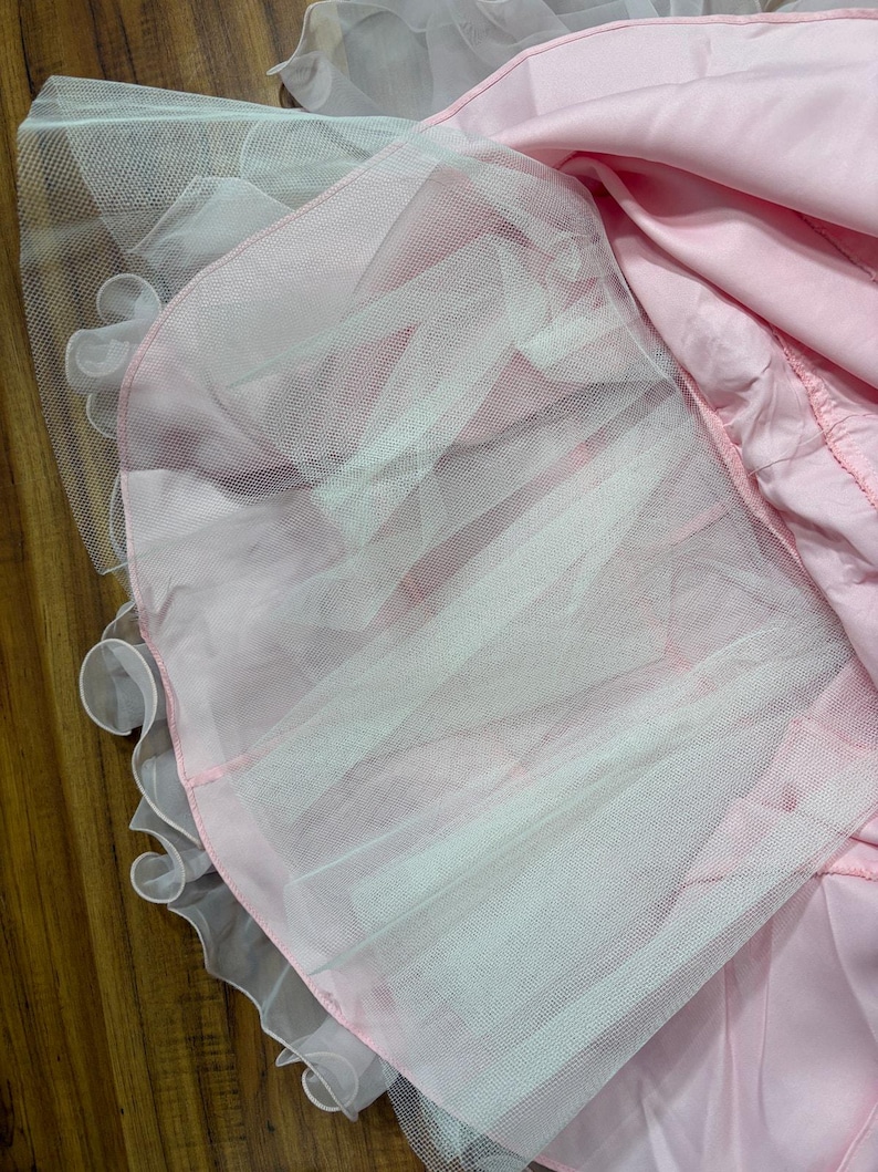 1980s Vintage Ballet Pink Chiffon Ruffle Dress image 16