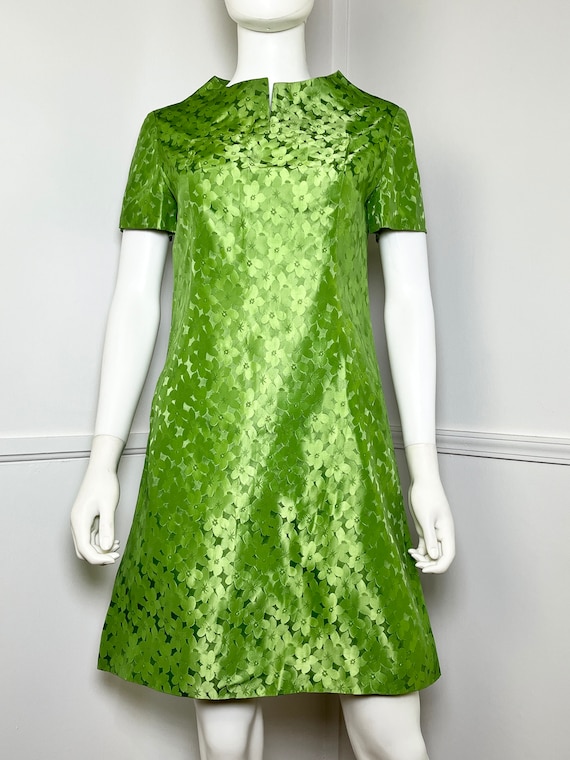 Extra Small to Small 1960s Vintage Green Floral J… - image 2