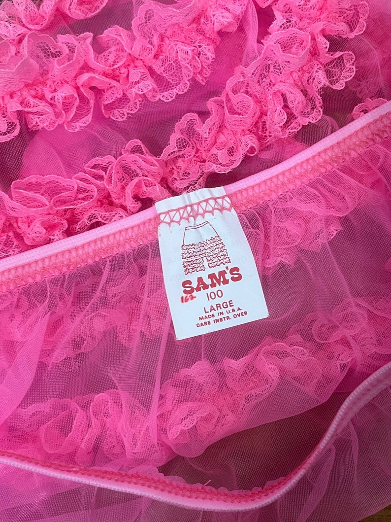 Large 1960s Vintage Sheer Nylon Neon Pink Ruffle Panties by Sam's - Etsy