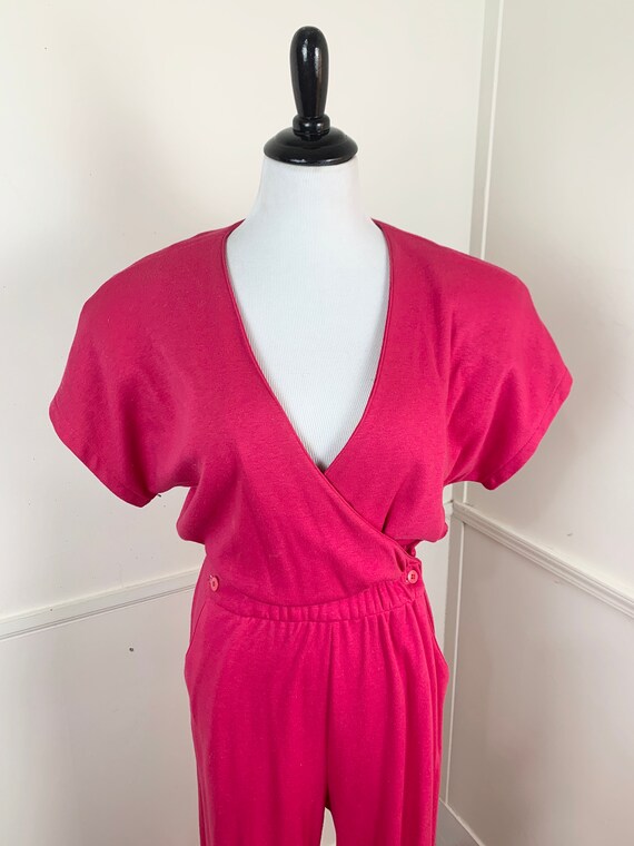 1980's Vintage Fuchsia Wrap Jumpsuit | Saint Germa