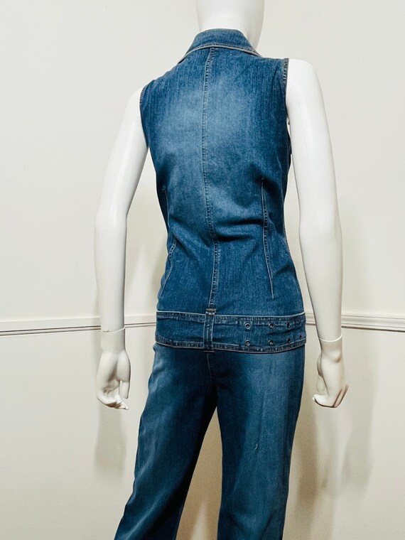 Large Y2K Vintage Denim Corset Front Jumpsuit by … - image 7