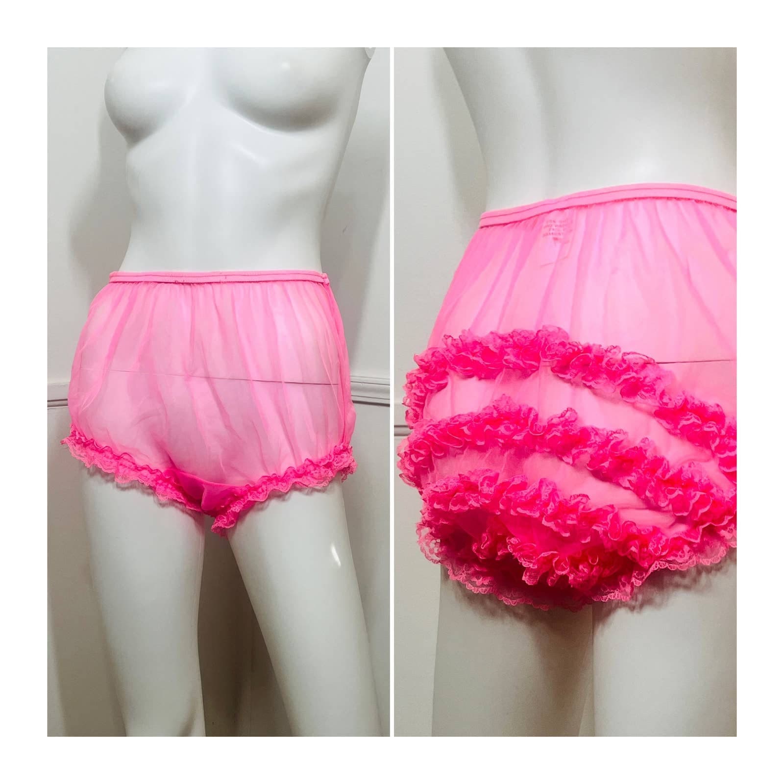 50s Sheer Nylon Panties 60s Hot Pink Nylon Panties Vintage