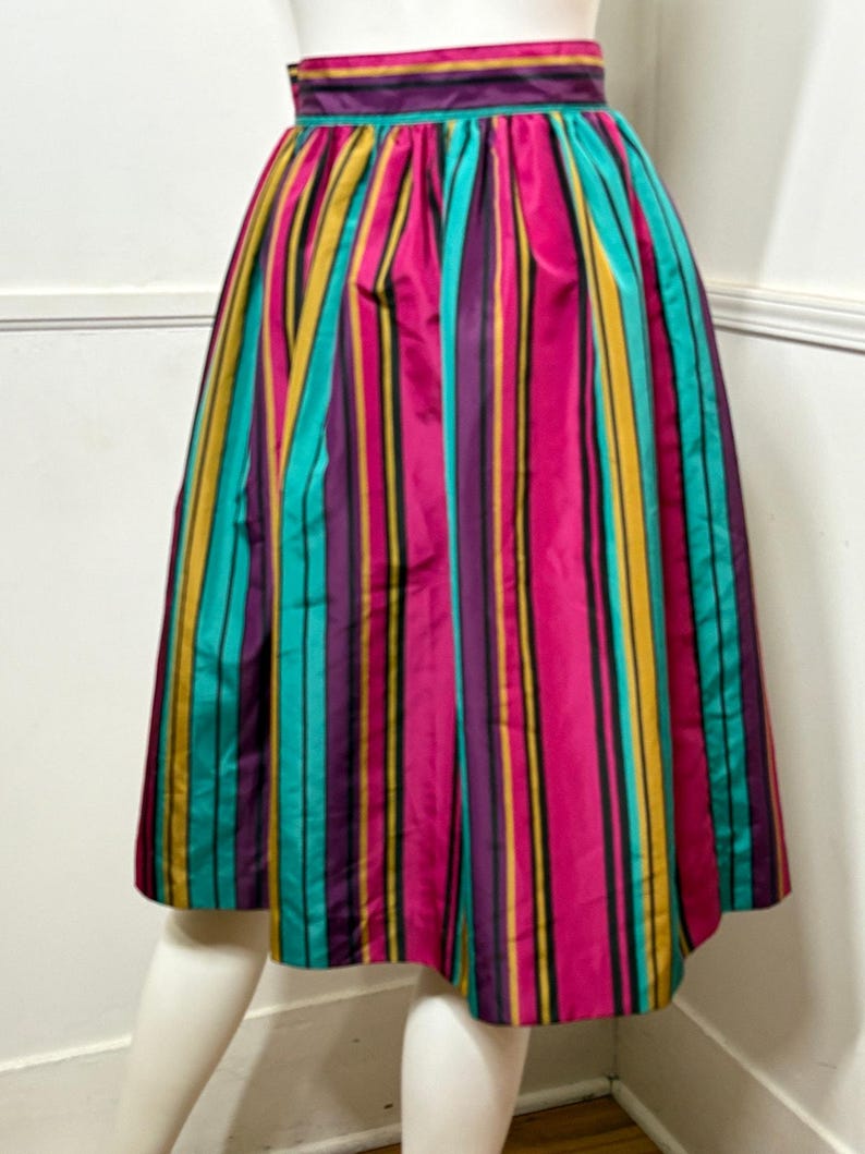 1980s Vintage Striped Peplum Top and Skirt Set image 9