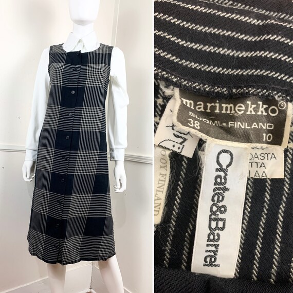 1980's Vintage Marimekko Wool Plaid Jumper Dress |