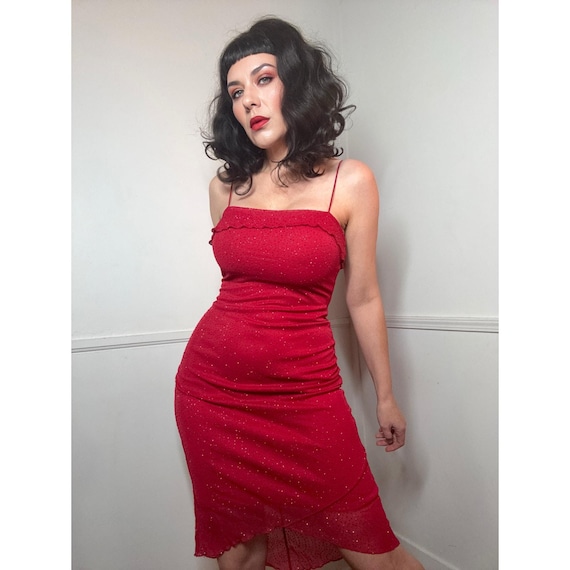 Small Y2K Vintage Red Glitter Slip Dress by Byer Too! - Etsy Israel Small Y2K Vintage Red Glitter Slip Dress by Byer Too! - Etsy Israel