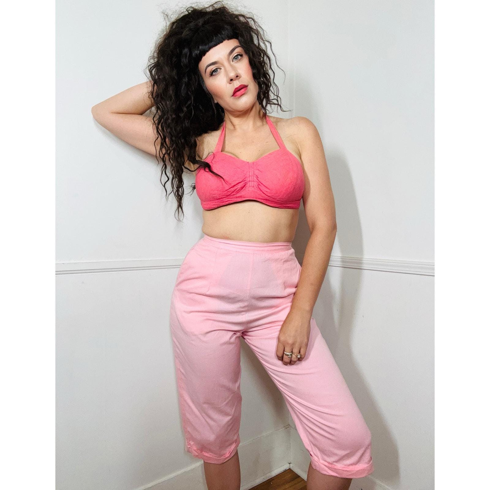 Medium 1950s Vintage Pink Cotton Clam Digger Cropped Pants - Etsy