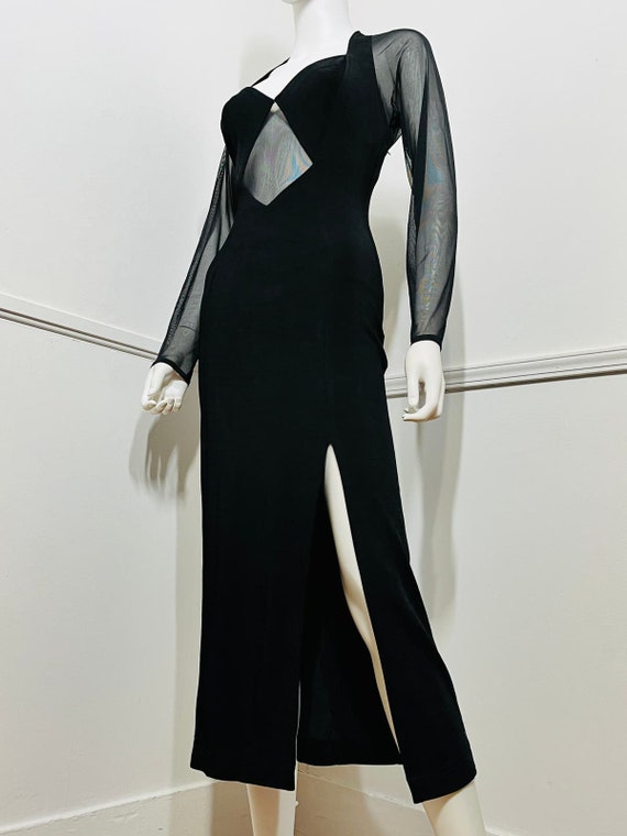 Small to Medium 1990s Vintage Black Mesh Cut Out … - image 4