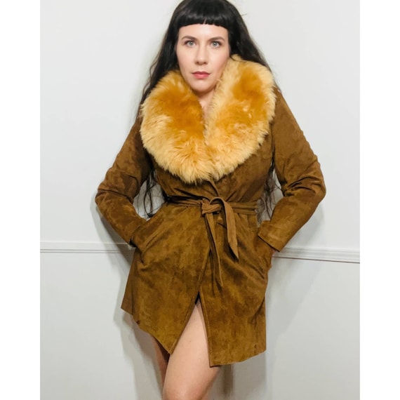 Medium to Large 1970s Vintage Brown Suede Wrap Coat by Monette Casuals Etsy Canada
