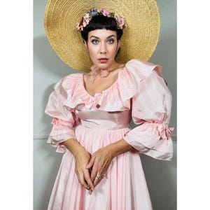 Small 1980s Vintage Pink Ruffle Flounced Party Dress by Miss Ashlee