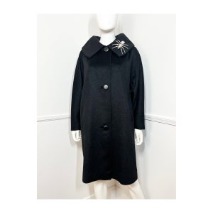 Large 1960s Vintage Black Mohair Wool Coat