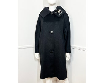 1960s Regency Cashmere Black and Fox Fur Coat - M - Etsy