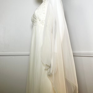 Small 1970s Vintage White Beaded Halter Gown with Attached Cape Train by House of Bianchi image 6