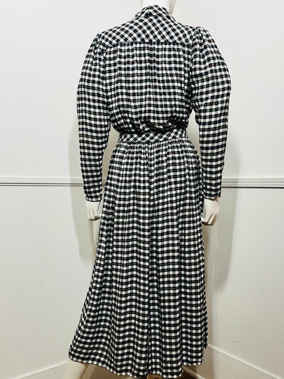Small 1990s Vintage Flannel Check Wrap Dress by E… - image 8