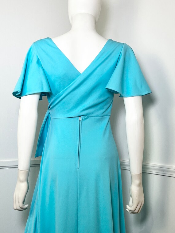 Medium 1970s Vintage Robins Egg Blue Wrap Bodice … - image 6