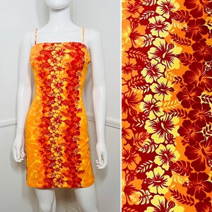 Small to Medium 1990s Vintage Hawaiian Floral Mini Dress by Eye Candy