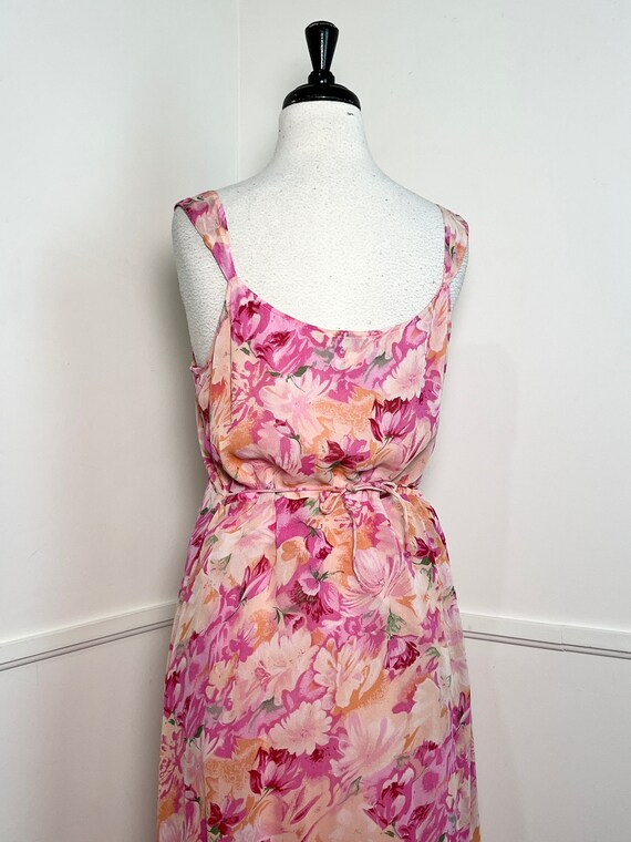 Large 1990's Vintage Pink Rayon Floral Slip Dress… - image 6