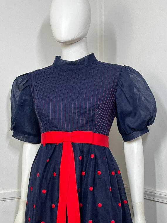 navy and red polka dot dress Navy Polka Dot Mini Dress - All Dresses