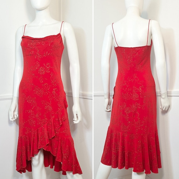 Medium Y2K Vintage Red Glitter Prom Dress by City Triangles -  Canada