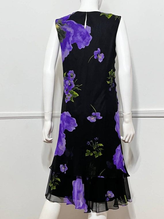 Medium to Large 1990s Vintage Black Silk Floral D… - image 3