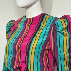 1980s Vintage Striped Peplum Top and Skirt Set image 5