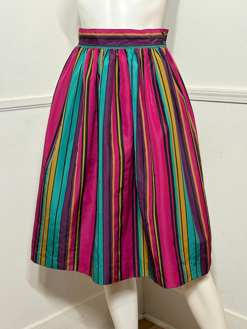 1980s Vintage Striped Peplum Top and Skirt Set image 7