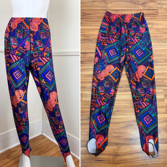 Medium to Large 1990's Vintage Abstract Print Spandex Stirrup