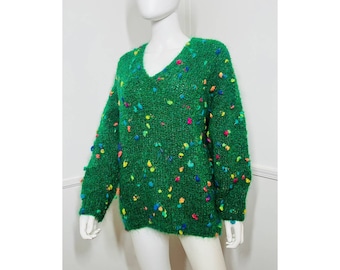 Large to Extra Large 1980s Vintage Mohair Confetti Sweater