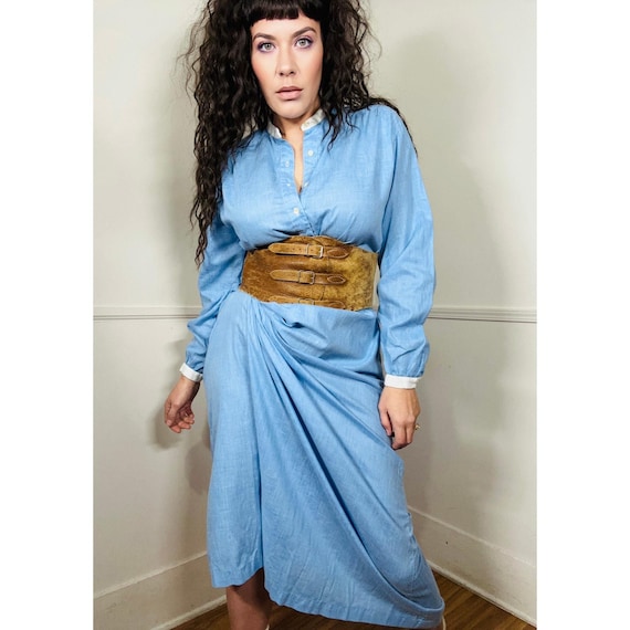 Small to Extra Large Early 1980s Vintage Menswear Inspired Maxi by Ellen Tracy for Joseph Magnin
