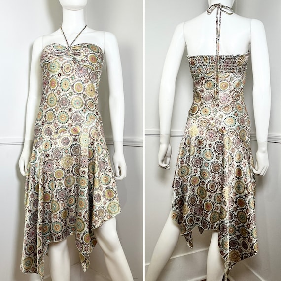 Multi-Toned Geometric Asymmetrical Hem Print Dress Multi-Toned Geometric Asymmetrical Hem Print Dress