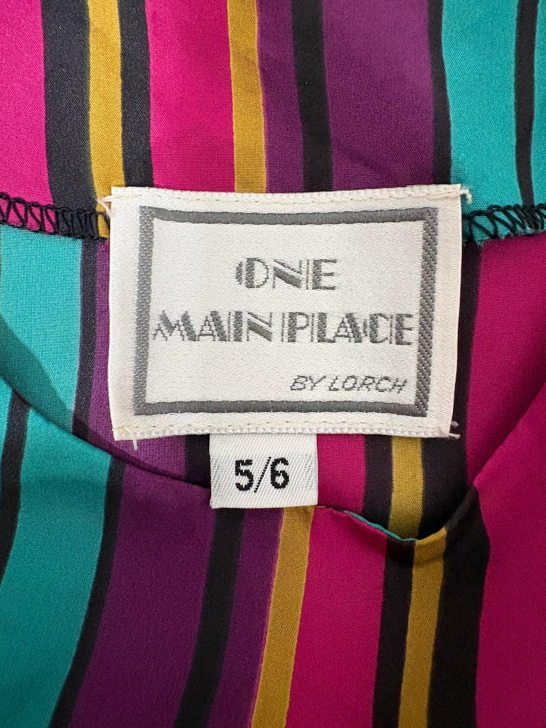 1980s Vintage Striped Peplum Top and Skirt Set image 12