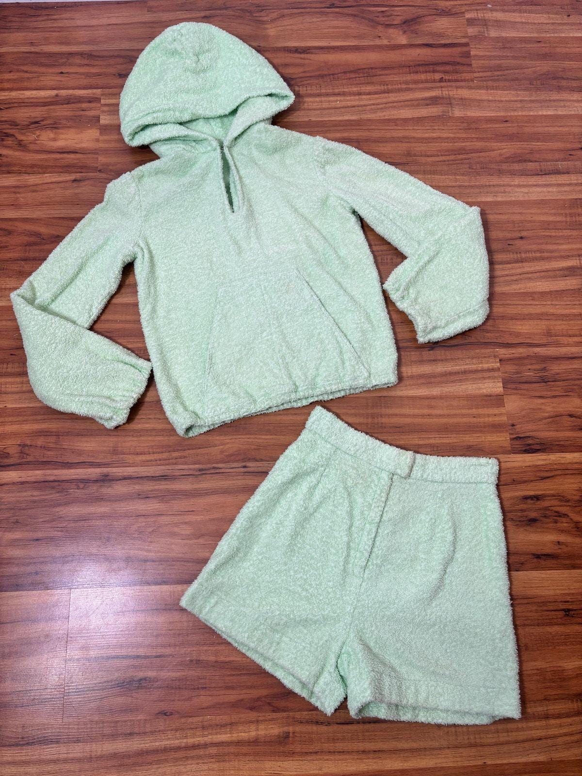 Small 1960s Vintage Mint Green Terrycloth Hoodie and Shorts Set - Etsy