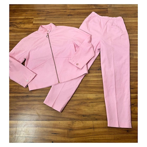 Small 1960s Vintage Pink Jacket and Cigarette Pants Set by Lady Van Heusen