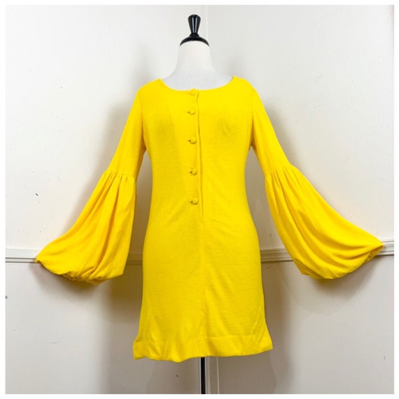 1960's Vintage Golden Yellow Mini Dress with Bisho