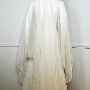 Small 1970s Vintage White Beaded Halter Gown with Attached Cape Train by House of Bianchi image 7