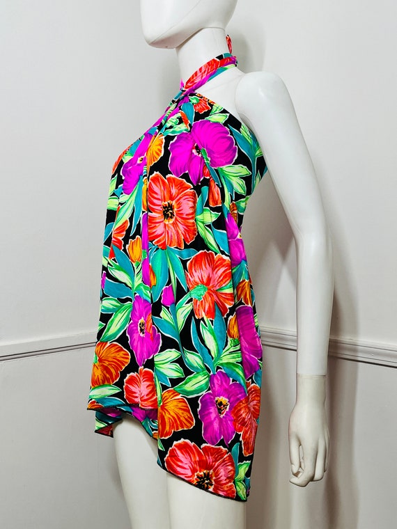 Small to Large 1990s Vintage Floral Swim Cover Up… - image 6