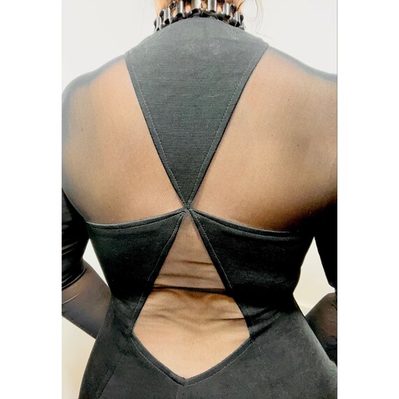Small to Medium 1990s Vintage Black Mesh Cut Out … - image 8